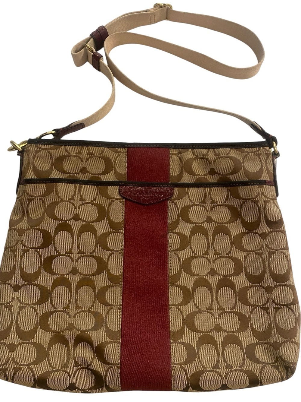 Coach Signature Crossbody Stripe File Bag Center Stripe F28502 - Picture 1 of 17